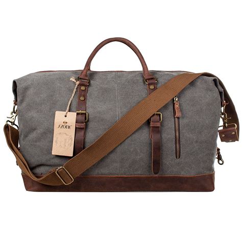 Men S Canvas Leather Duffle Bag Iucn Water
