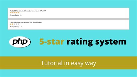 5 Star Rating System In Php Using The Jquery Plugin Youtube