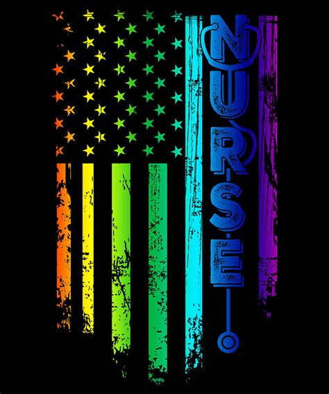 Nurse Rainbow Lgbt Gay American Flag Digital Art By Michael S Fine