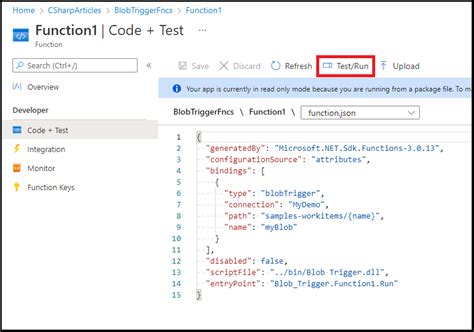 Deploy Azure Function Blob Trigger From Visual Studio