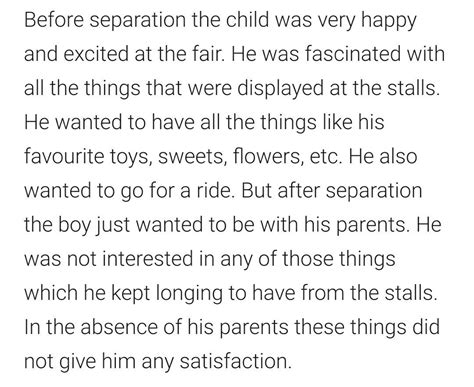 Compare The Attitude Of The Child Before And After Separation From His