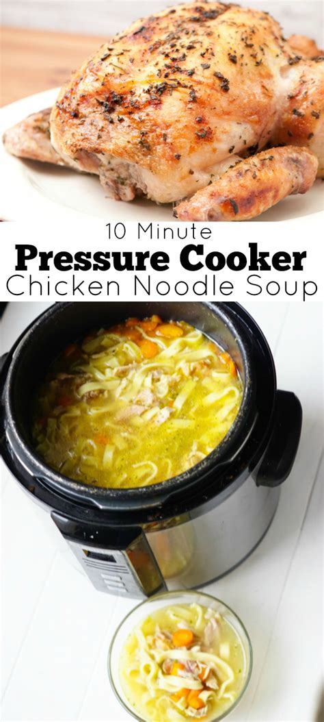 Chicken noodle soup is a hearty soup that is perfect for a cold winter's day, for helping you get over a cold, or just for any day when you have a craving for chicken, noodles, and vegetable goodness. 10 Minute Pressure Cooker Chicken Noodle Soup - Clever ...