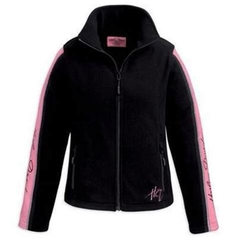 Button front denim jacket in black with four pockets. Harley-Davidson® Women's Pink Label Fleece Jacket 98502 ...
