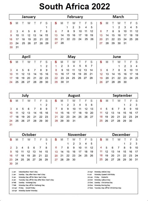 South Africa Holiday 2022 Calendar Calendar Dream