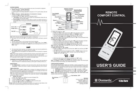 Dometic Remote Comfort Control User Manual Pdf Download Manualslib