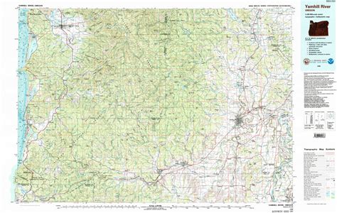 Yamhill River Topographical Map 1100000 Oregon Usa