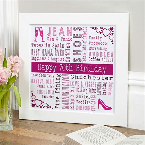 Free delivery & returns available. Personalised 70th Unique Birthday Gifts For Her ...