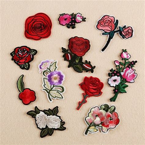 New 11pcsset Embroidery Rose Flower Sew Iron On Patch On Badge Bag