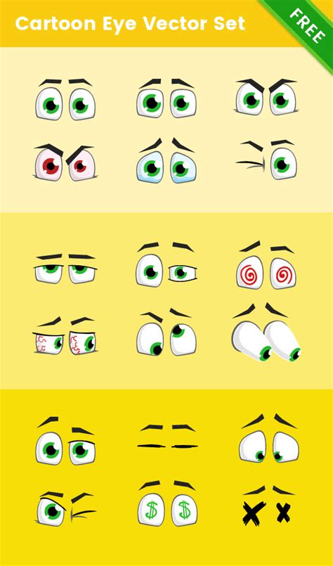 Free Cartoon Eye Vector Set Vector Characters