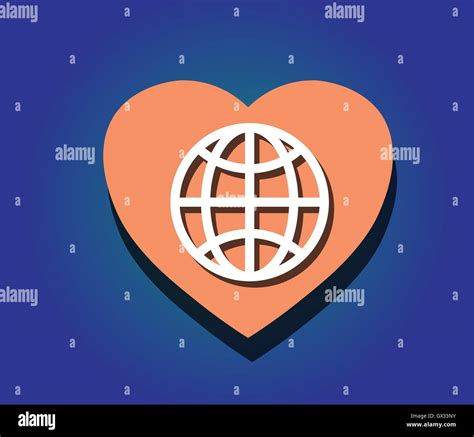 Heart Earth Globe Symbol Like Love The World Concept Vector