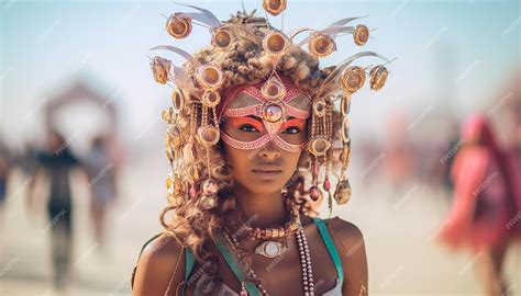 2100年の未来的なバーニングマンフェスティバルクリエイティブミュージックフェスティバルパーティー プレミアム写真