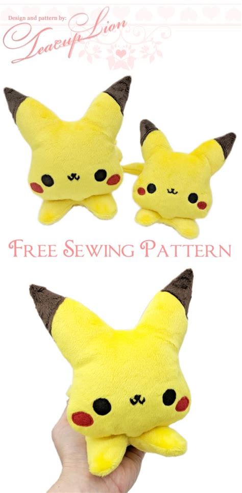 Free Pikachu Pokemon Plushie Sewing Pattern And Ith Machine Embroidery