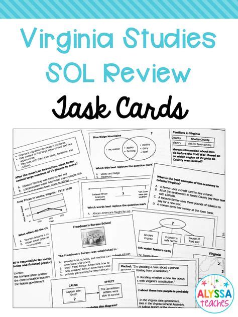 Virginia Studies Sol Review Task Cards All Standards Virginia