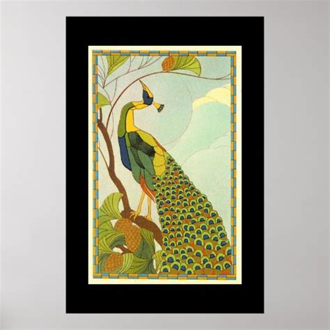 viennese art nouveau peacock poster zazzle