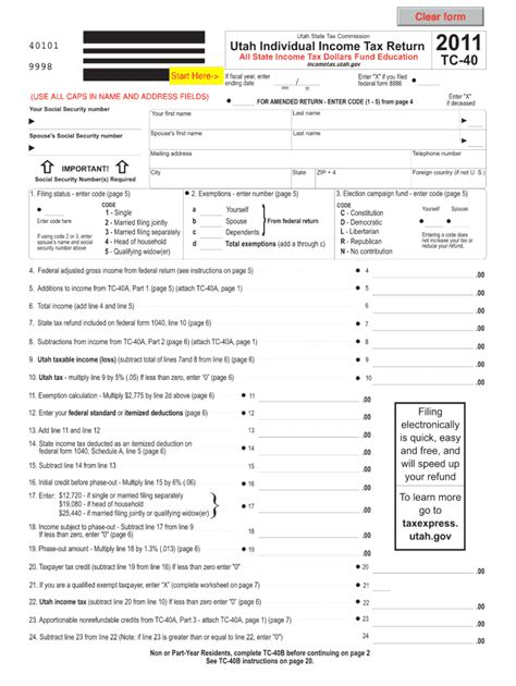 Utah Tc 40 2011 Form 2011 Fill Out Tax Template Online Us Legal Forms