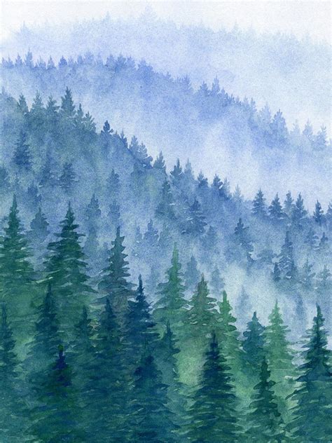 Calm Forest Wall Art Set Of 3 Forest Watercolor Prints Etsy Uk