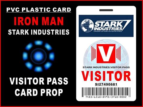 Iron Man Stark Industries Visitor Pass Id Card Prop Pvc Plastic Card