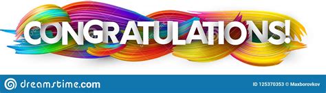 Congratulations Paper Banner With Colorful Brush Strokes Cartoon
