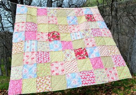 Springtime Shabby Chic Rag Quilt Twin Size Twin Size Bedding Twin