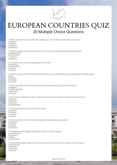 How Well Do You Know Your European Trivia Knowledge This Multiple