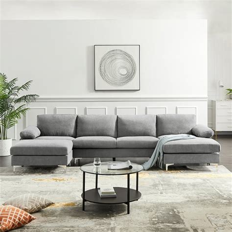 Kepooman Modern L Shaped Convertible Sectional Sofa Bed For Living Room