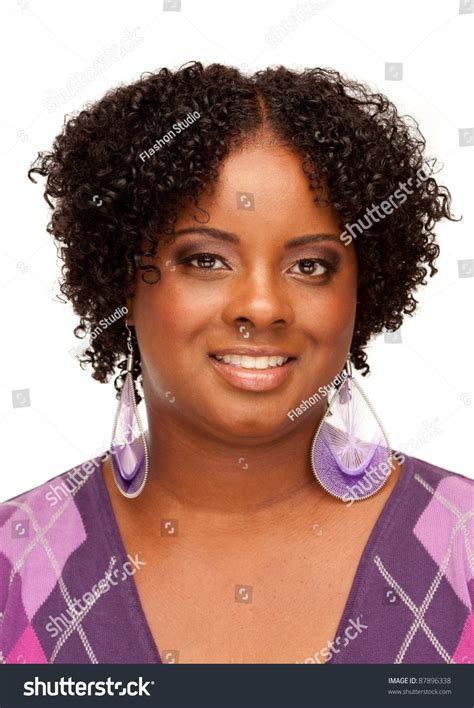 Beautiful African American Plus Size Female Model Headshot