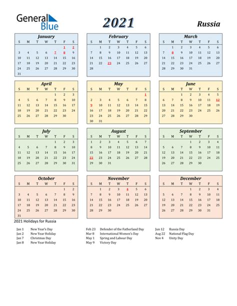 Calendario Russia 2021 Excel Calendario May 2021