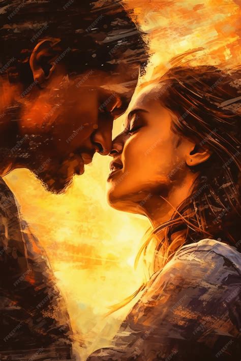 Premium Ai Image A Poster Of A Man And Woman Kissing