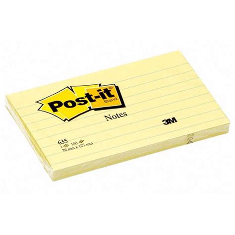 3m Post It Notes 635 3x5 Inches Lined Canary Yellow Office S
