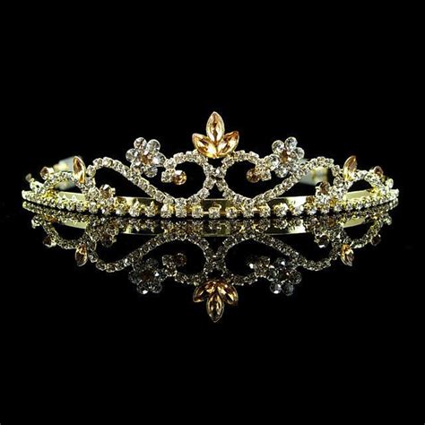 3cm High Golden Crystal Wedding Bridal Princess Prom Queen Tiara Crown