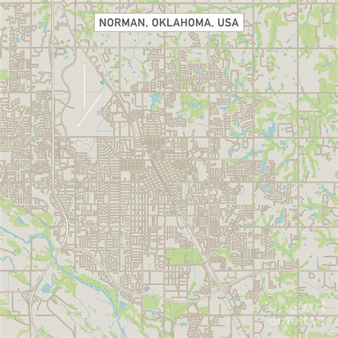 Norman Oklahoma Us City Street Map Digital Art By Frank Ramspott Pixels