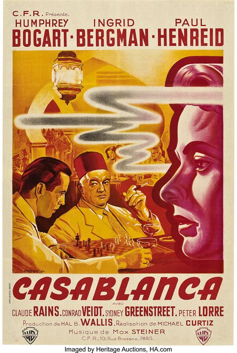 Casablanca Warner Brothers 1940s French Post War Release Poster