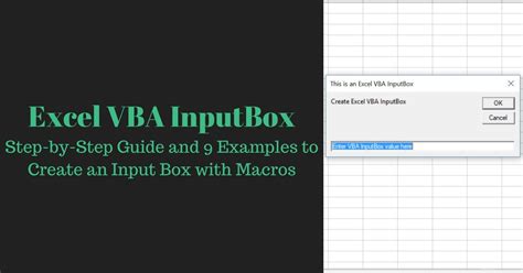 Excel Vba Inputbox Step By Step Guide And 9 Examples