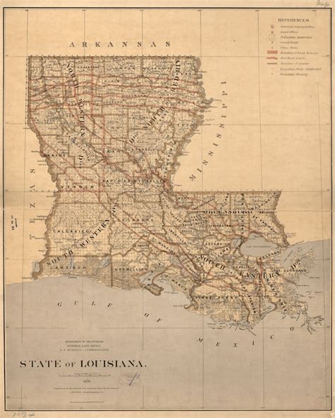 Louisiana Map Map Of Louisiana Vintage Louisiana Old Etsy
