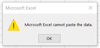How To Fix Microsoft Office Excel Cannot Paste The Data Error