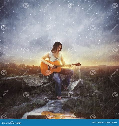 Playing Music In The Rain Stock Image Image Of Valley 84703001