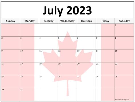 July 2023 Calendar Printable Canada Mobila Bucatarie 2023 Vrogue