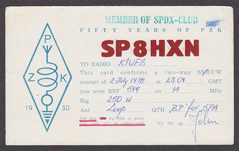 Sp8hxn Qsl Ham Radio Postcard 1978