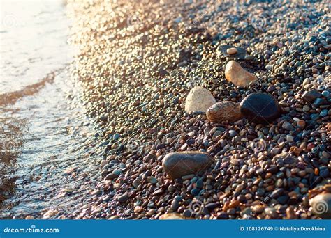 Stones On Beach And Sea Water Stock Image Image Of Abstract Ocean