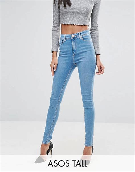 Asos Tall Ridley High Waist Skinny Jeans In Anais Pretty Mid Wash Asos