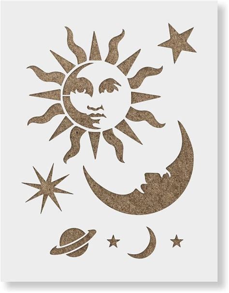 Celestial Sun And Moon Stencil Reusable Stencils For