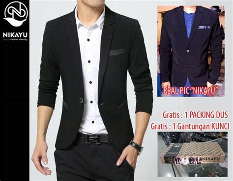 Jual Style Black Jas Blazer Semi Formal Pria Cowok Slimfit Korea