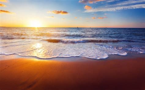Beach Sunset Sunrise Waves Ocean Sea Wallpapers Hd Desktop And