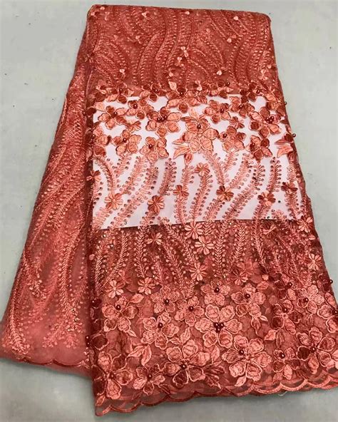 Buy 2018 Peach New Design African Lace Fabrics High Quality Guipure Lace Fabric