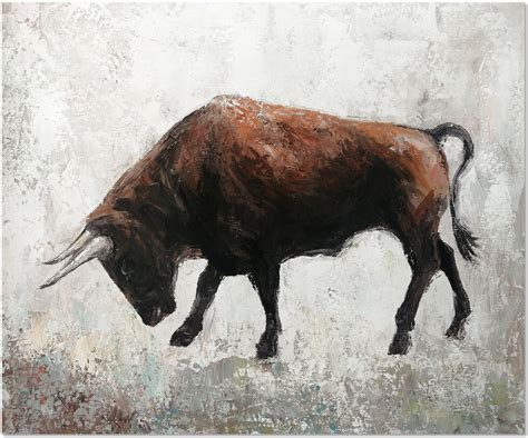 Hand Painted Impressionist Bull Oil Painting On Canvas Etsy