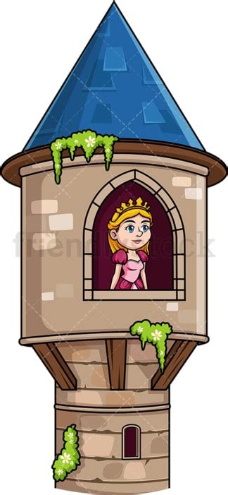 Princess In Tower Cartoon Vector Clipart Friendlystock