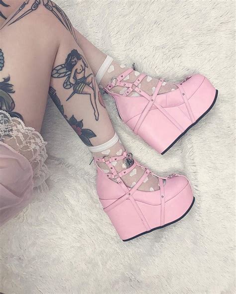 Demonia Pink Platforms Goth Shoes Kawaii Shoes Pastel Shoes