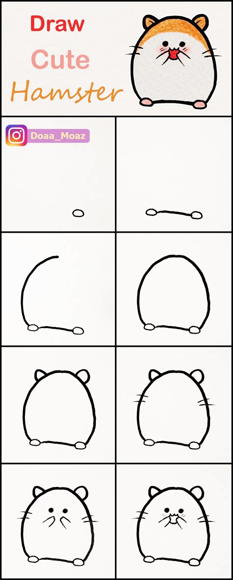 Learn How To Draw A Cute Hamster Step By Step ♥ Very Simple Tutorial