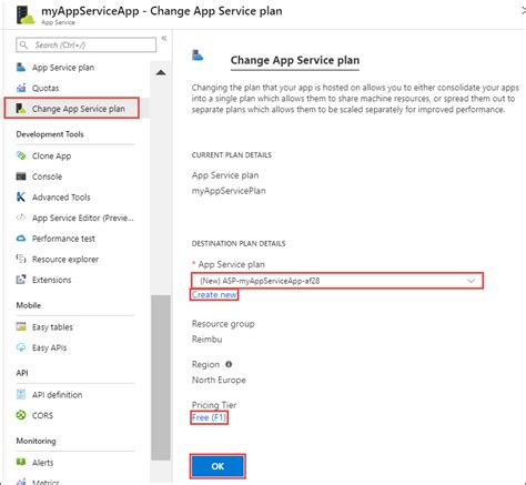 The app service plan defines what specification of hardware your app runs on, and how many servers you have. Azure App Service plans in-depth overview | Microsoft Docs