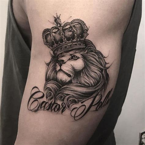 Black And Grey Lion With Crown Tattoo By Bktattooer Original Art By